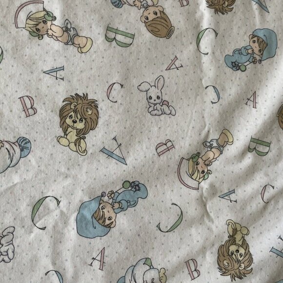 Vintage Precious Moments Baby Quilt Blanket 36" X 36" Custom Handmade White Cott - Picture 10 of 10